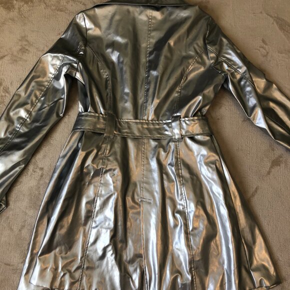 Vintage Wet Seal silver metallic rain trench coat - Picture 8 of 8